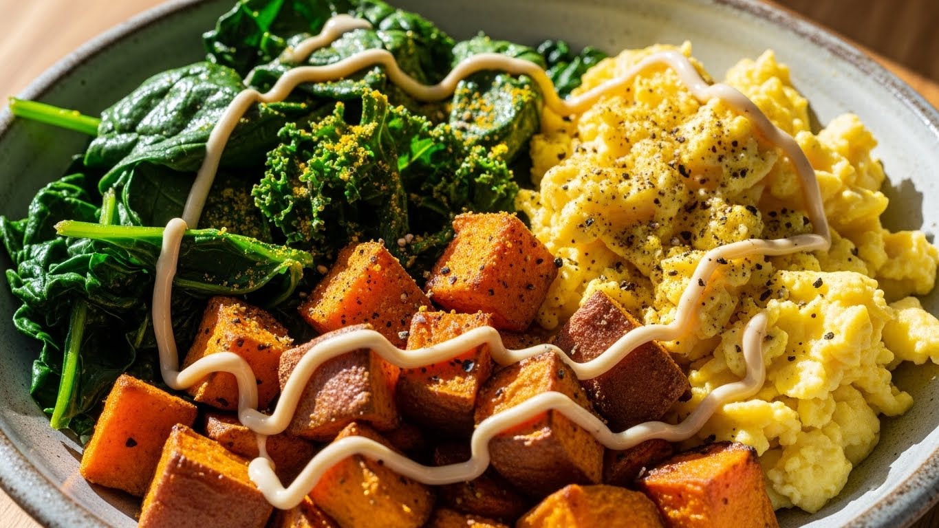 Turmeric Greens & Sweet Potato Breakfast Bowl