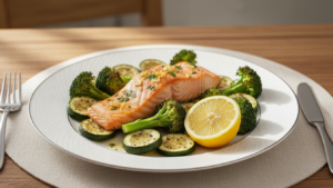 Lemon Garlic Salmon with Roasted Vegetables
