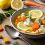 Lemon Dill Fish Soup with Carrots & Squash